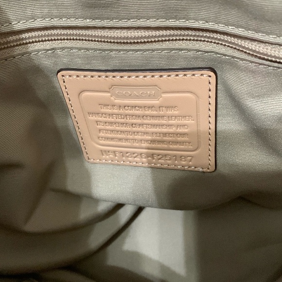 Coach Red and Tan Glossy Tote with Embossed Design - Picture 3 of 5